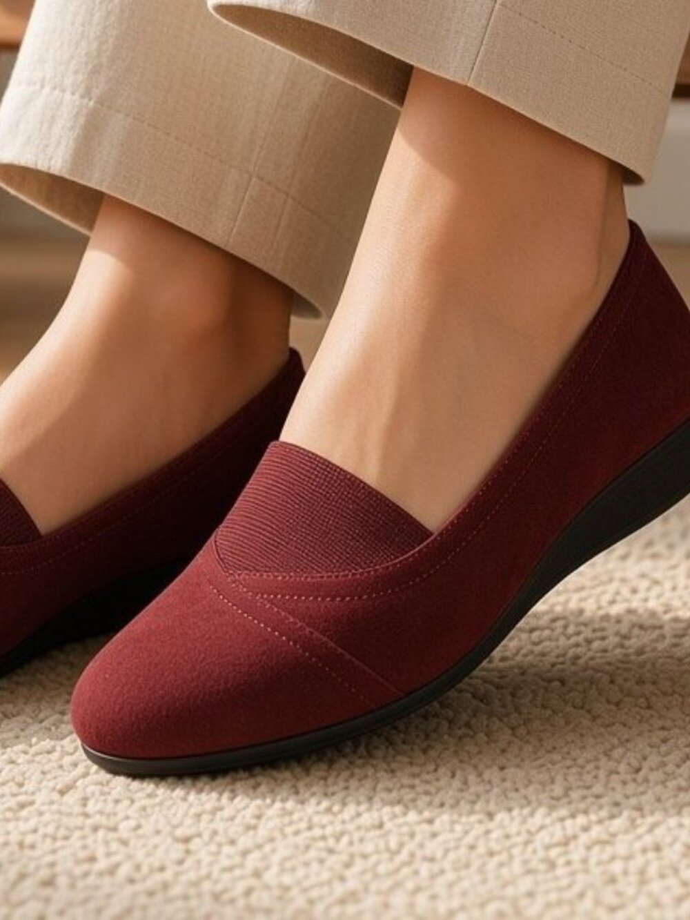 COMFORT VIEW Burgundy Red Suede Slip On Mule Ladies Size 8